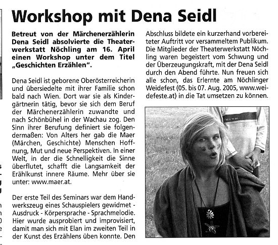 Presseartikel Workshop Geschichten Erzählen